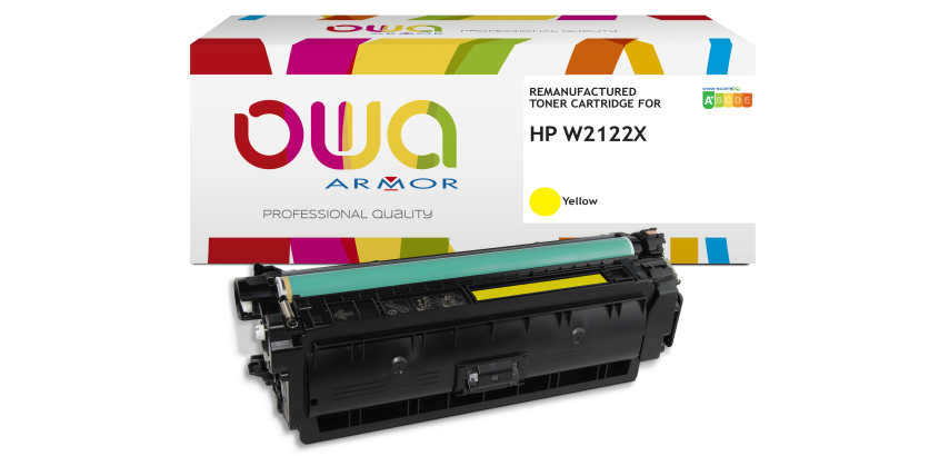 Toner remanufacturé OWA - haute capacité - Jaune - pour HP W2122X