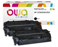 Pack de 2 toner remanufacturé OWA - haute capacité - Noir - pour HP CE505X, CANON 719H