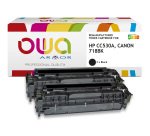 Pack de 2 toner remanufacturé OWA - standard - Noir - pour HP CC530A, CANON 718BK