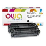 EN_Pack de 2 toner remanufacturé OWA - standard - Noir - pour HP CC530A, CANON 718BK