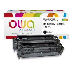 DE_Pack de 2 toner remanufacturé OWA - standard - Noir - pour HP CC530A, CANON 718BK