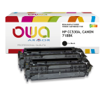 Pack de 2 toner remanufacturé OWA - standard - Noir - pour HP CC530A, CANON 718BK