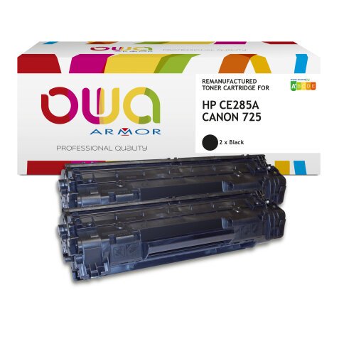 Pack de 2 toner remanufacturé OWA - standard - Noir - pour HP CE285A, CANON 725