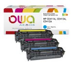 Pack de 3 toner remanufacturé OWA - standard - Cyan Magenta Jaune - pour HP CE411A, CE413A, CE412A