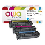 Pack de 3 toner remanufacturé OWA - standard - Cyan Magenta Jaune - pour HP CE411A, CE413A, CE412A