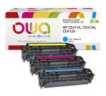 Pack de 3 toner remanufacturé OWA - standard - Cyan Magenta Jaune - pour HP CE411A, CE413A, CE412A