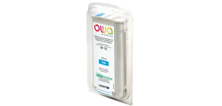 Cartouche d'encre traceur remanufacturée OWA - standard - Cyan - pour HP 70