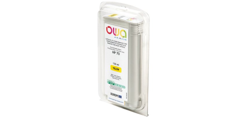 Cartouche d'encre traceur remanufacturée OWA - standard - Jaune - pour HP 70