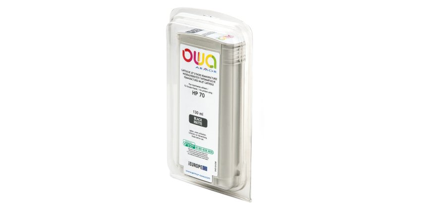 Cartouche d'encre traceur remanufacturée OWA - standard - Noir Mat - pour HP 70