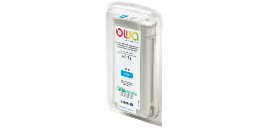 Cartouche d'encre traceur remanufacturée OWA - standard - Cyan - pour HP 72