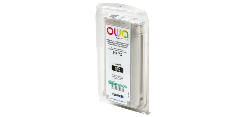 Cartouche d'encre traceur remanufacturée OWA - standard - Noir Mat - pour HP 72