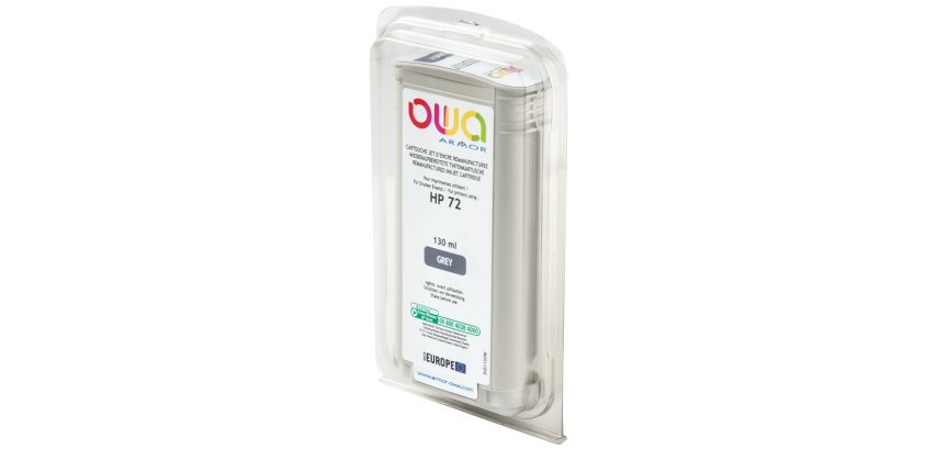 Wiederaufbereitete OWA-Standard-Tintenpatrone für Plotter - Grau - für HP 72