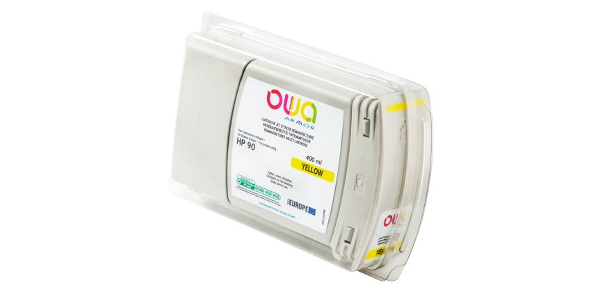 Cartouche d'encre traceur remanufacturée OWA - standard - Jaune - pour HP 90