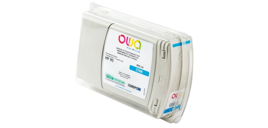 Remanufactured OWA Plotter Ink Cartridge - Standard - Cyan - for HP 90