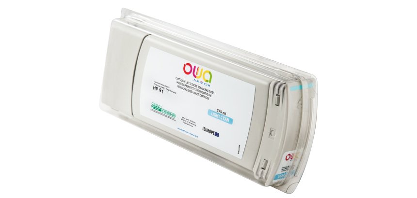 Cartouche d'encre traceur remanufacturée OWA - standard - Cyan Clair - pour HP 91