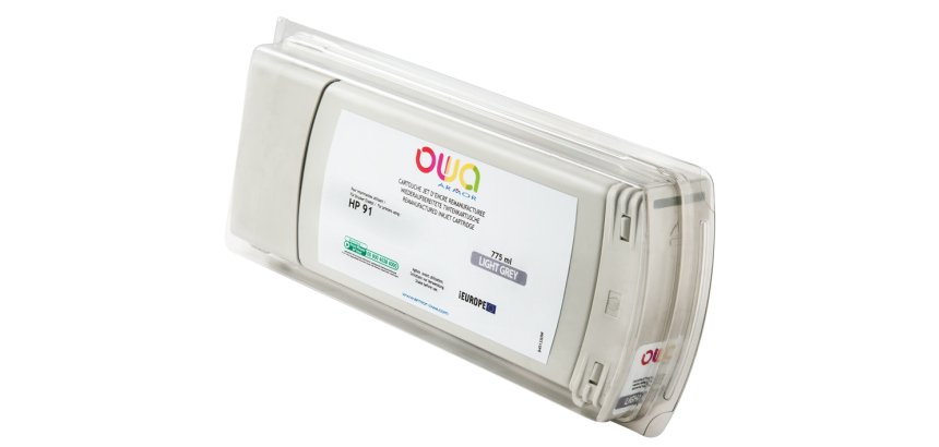 Cartouche d'encre traceur remanufacturée OWA - standard - Gris Clair - pour HP 91