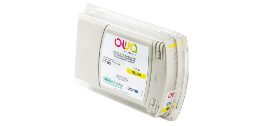 Cartouche d'encre traceur remanufacturée OWA - standard - Jaune - pour HP 80
