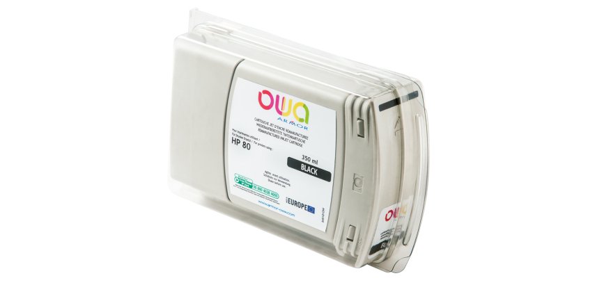 Cartouche d'encre traceur remanufacturée OWA - standard - Noir - pour HP 80