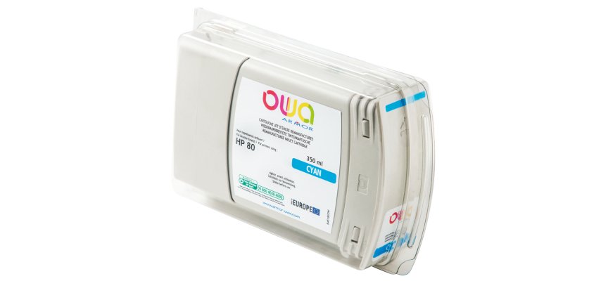 Cartouche d'encre traceur remanufacturée OWA - standard - Cyan - pour HP 80