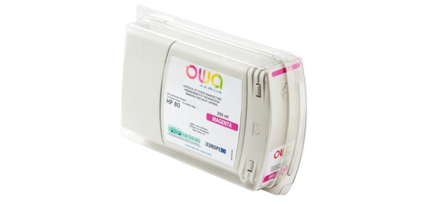 Cartouche d'encre traceur remanufacturée OWA - standard - Magenta - pour HP 80