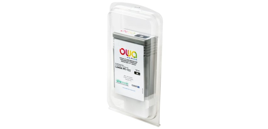 Cartouche d'encre traceur remanufacturée OWA - standard - Noir - pour CANON PFI-102 BK