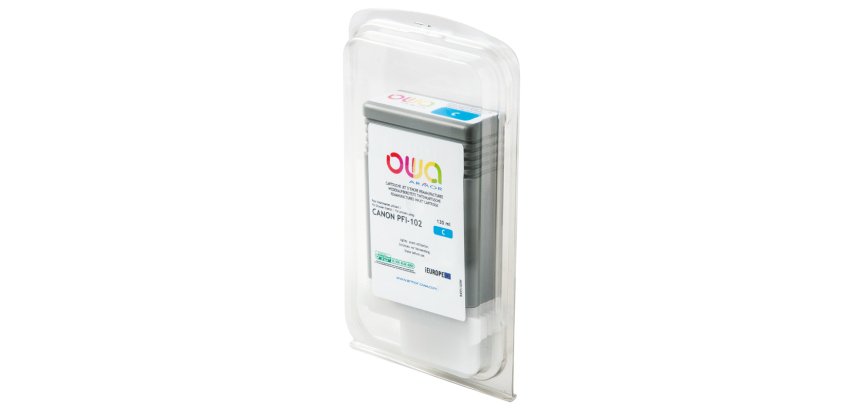 Cartouche d'encre traceur remanufacturée OWA - standard - Cyan - pour CANON PFI-102 C