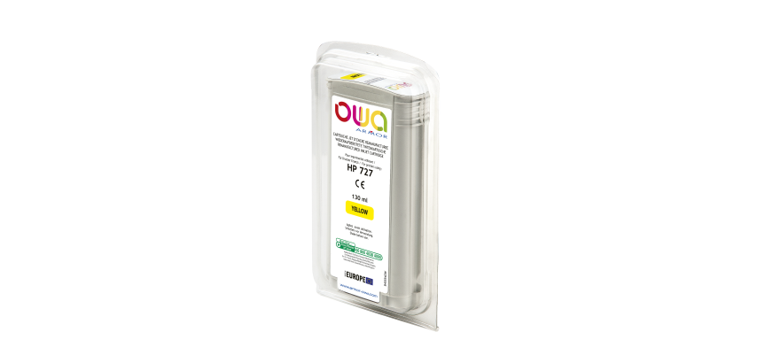 Cartouche d'encre traceur remanufacturée OWA - standard - Jaune - pour HP 727