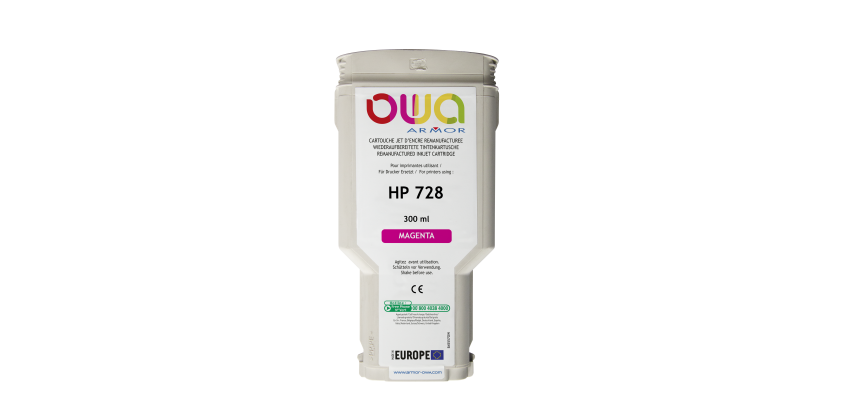 Cartouche d'encre traceur remanufacturée OWA - standard - Magenta - pour HP 728