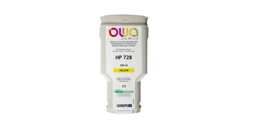 Cartouche d'encre traceur remanufacturée OWA - standard - Jaune - pour HP 728