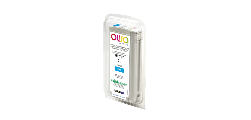 Cartouche d'encre traceur remanufacturée OWA - standard - Cyan - pour HP 727