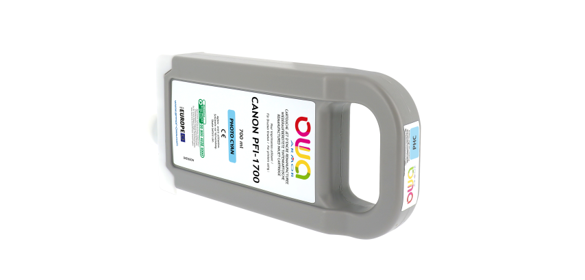 Cartouche d'encre traceur remanufacturée OWA - standard - Cyan Clair - pour CANON PFI-1700 PC