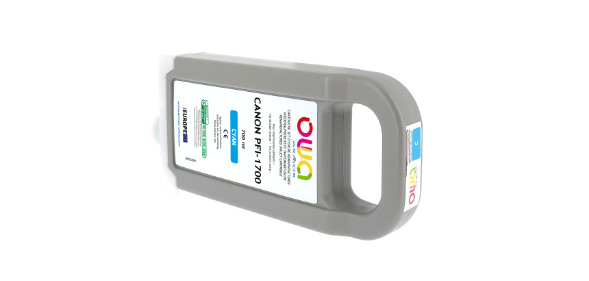 Cartouche d'encre traceur remanufacturée OWA - standard - Cyan - pour CANON PFI-1700 C