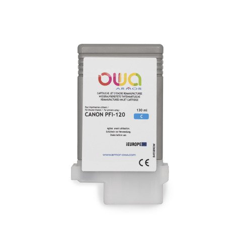 Cartouche d'encre traceur remanufacturée OWA - standard - Cyan - pour CANON PFI-120 C