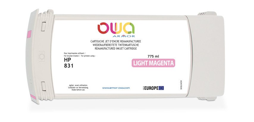 Cartouche d'encre traceur remanufacturée OWA - standard - Magenta Clair - pour HP 831C
