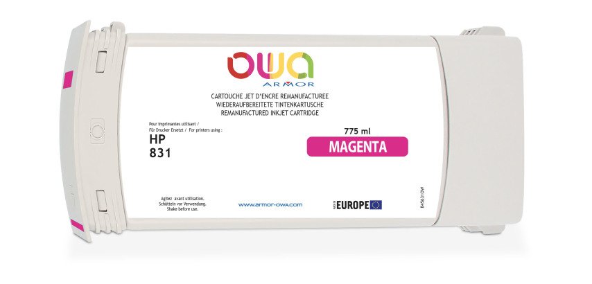 Cartouche d'encre traceur remanufacturée OWA - standard - Magenta - pour HP 831C