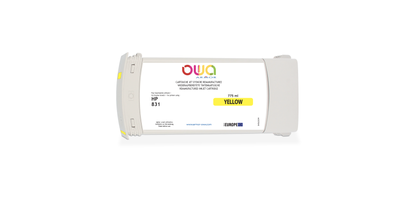 Cartouche d'encre traceur remanufacturée OWA - standard - Jaune - pour HP 831C