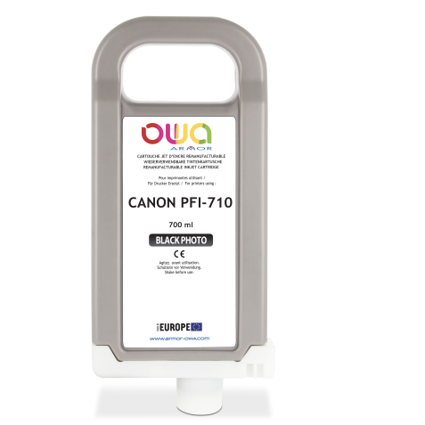 Cartouche d'encre traceur remanufacturable OWA - standard - Noir Photo - pour CANON PFI-710 BK