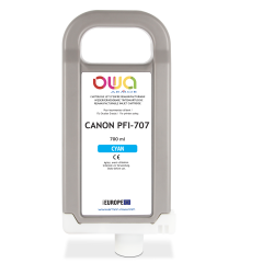 Cartouche d'encre traceur remanufacturable OWA - standard - Cyan - pour CANON PFI-707 C
