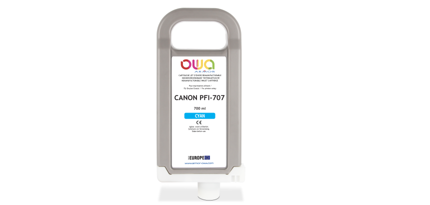 Cartouche d'encre traceur remanufacturable OWA - standard - Cyan - pour CANON PFI-707 C