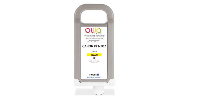 Cartouche d'encre traceur remanufacturable OWA - standard - Jaune - pour CANON PFI-707 Y