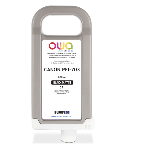 Cartouche d'encre traceur remanufacturable OWA - standard - Noir Mat - pour CANON PFI-703 MBK