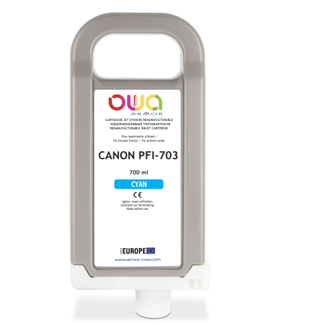 Cartouche d'encre traceur remanufacturable OWA - standard - Cyan - pour CANON PFI-703 C