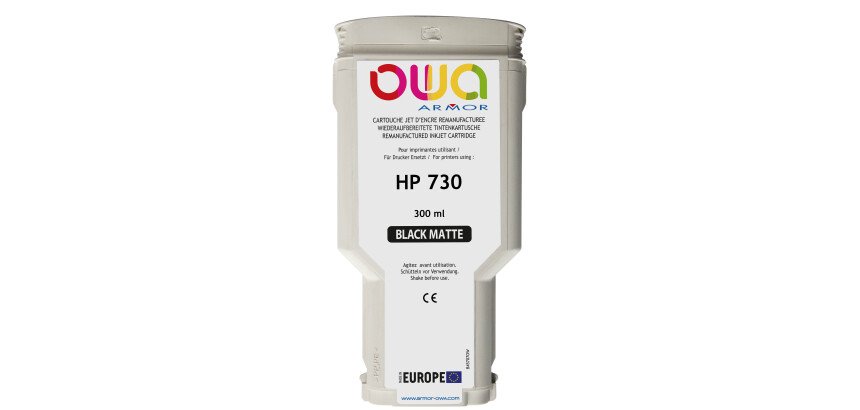 Cartouche d'encre traceur remanufacturée OWA - standard - Noir Mat - pour HP 730