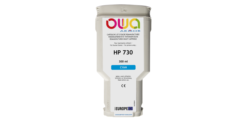 Cartouche d'encre traceur remanufacturée OWA - standard - Cyan - pour HP 730