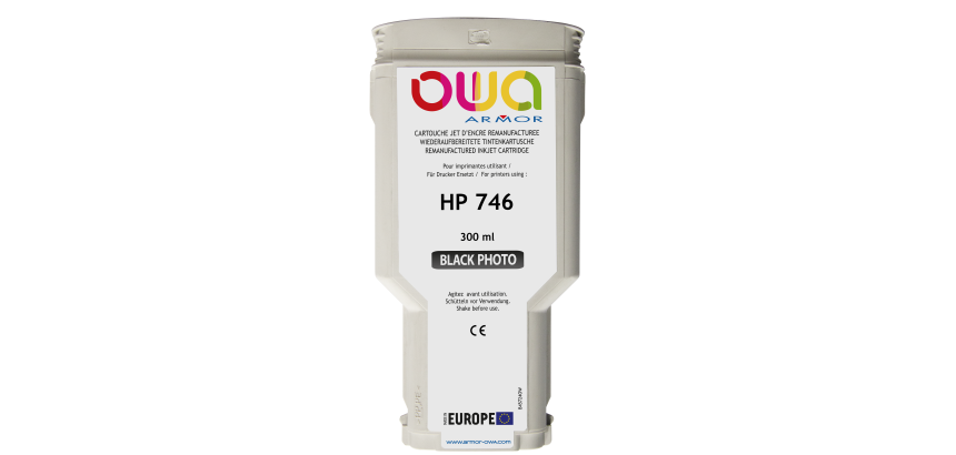 Cartouche d'encre traceur remanufacturée OWA - standard - Noir Photo - pour HP 746