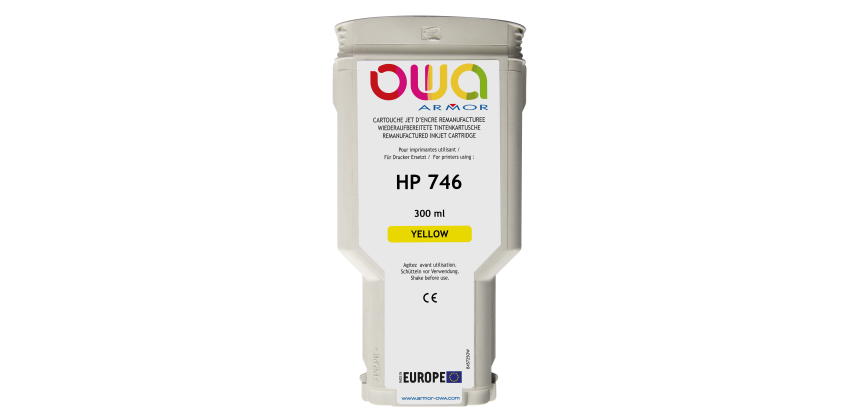 Cartouche d'encre traceur remanufacturée OWA - standard - Jaune - pour HP 746