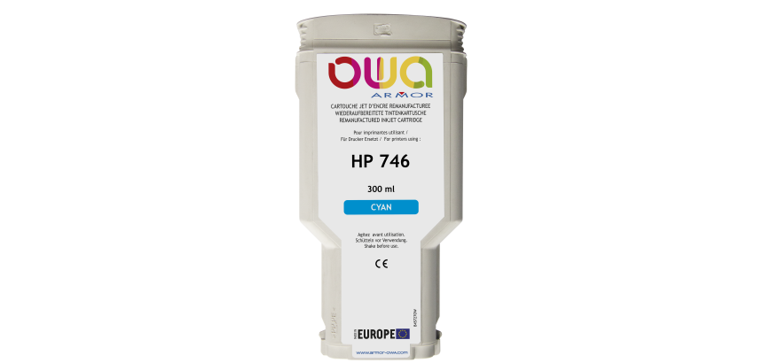 Cartouche d'encre traceur remanufacturée OWA - standard - Cyan - pour HP 746