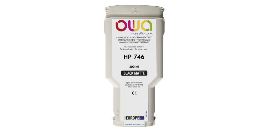 Cartouche d'encre traceur remanufacturée OWA - standard - Noir Mat - pour HP 746