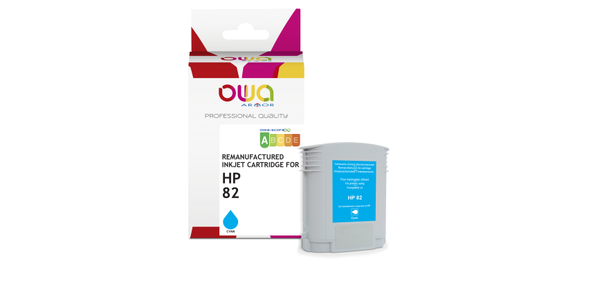 Remanufactured OWA Plotter Ink Cartridge - Standard - Cyan - for HP 82