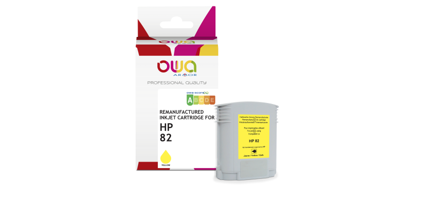 Cartouche d'encre traceur remanufacturée OWA - standard - Jaune - pour HP 82